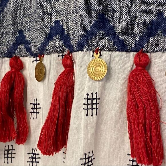 THML Boho Sleeveless Printed Tassel medallion Kaftan Duster Festival Coachella S - Picture 3 of 12